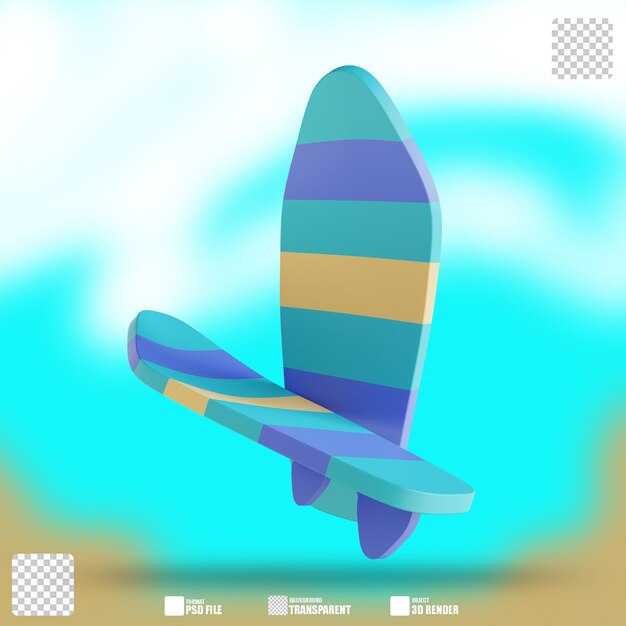 3d illustratie surfplank 2