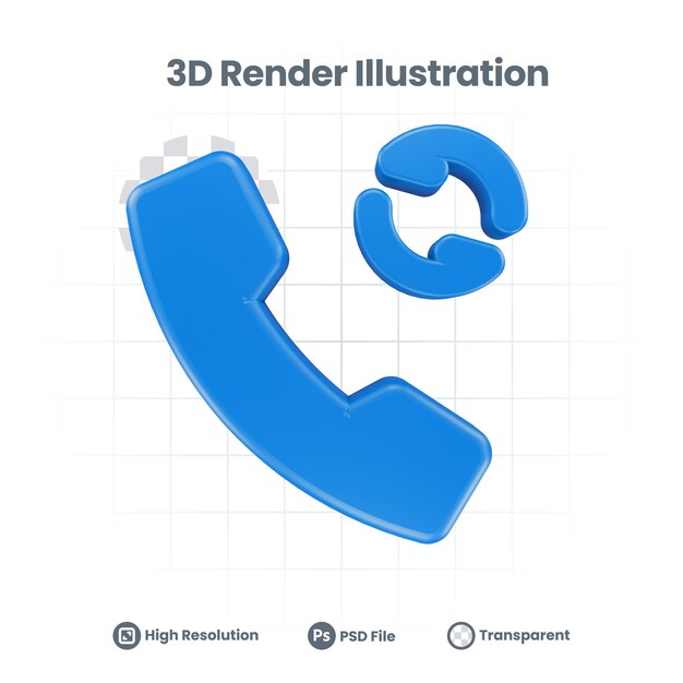 3d illustratie terugroepcontactpictogram voor web mobile app social media-promotie