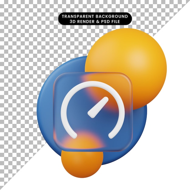 3d illustratie ui pictogram glasmorfisme speedtest 3d render