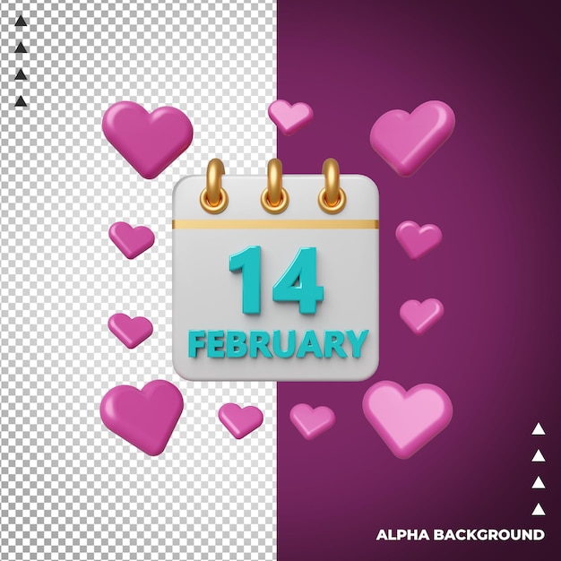 3D illustratie valentijnsdagkalender