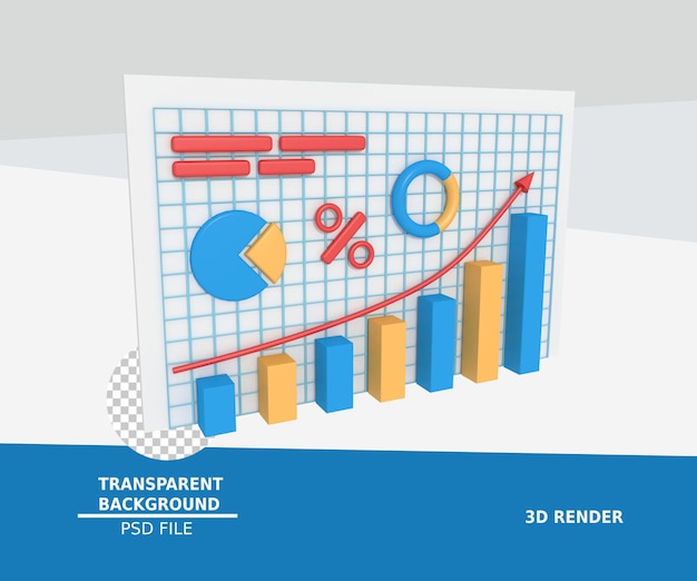 3d illustratie van analyse van bedrijfsgegevens