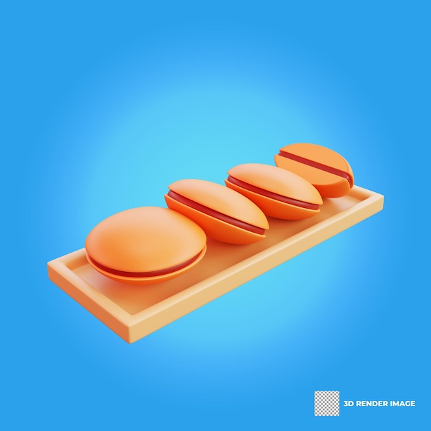 3d illustratie van aziatisch eten dorayaki