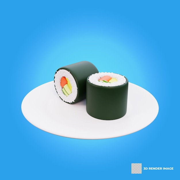 PSD 3d illustratie van aziatische voedselsushi