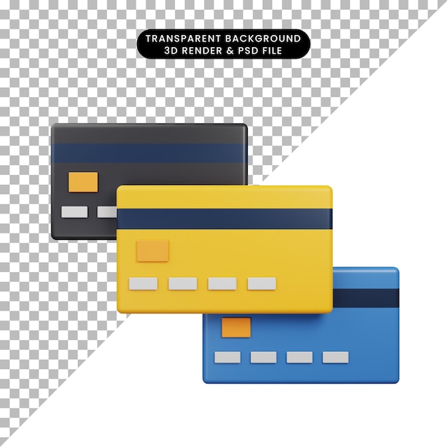 3d illustratie van bankpictogram creditcard 3D-rendering