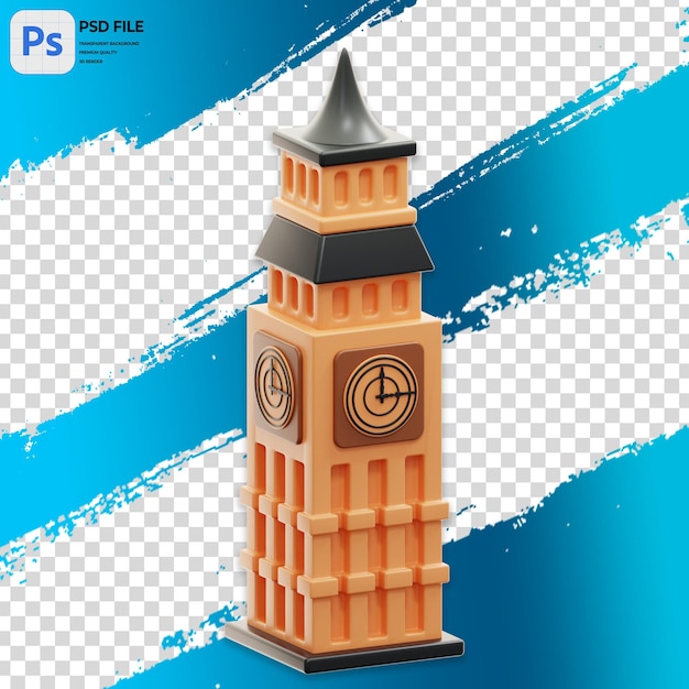 3D-illustratie van beroemde stadsmonumenten Render Icon Isolated PNG