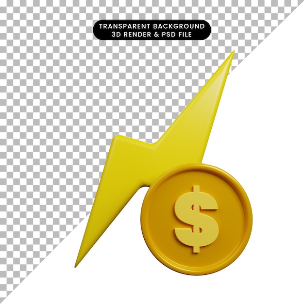 3d illustratie van betalingsconcept elektrisch met munt