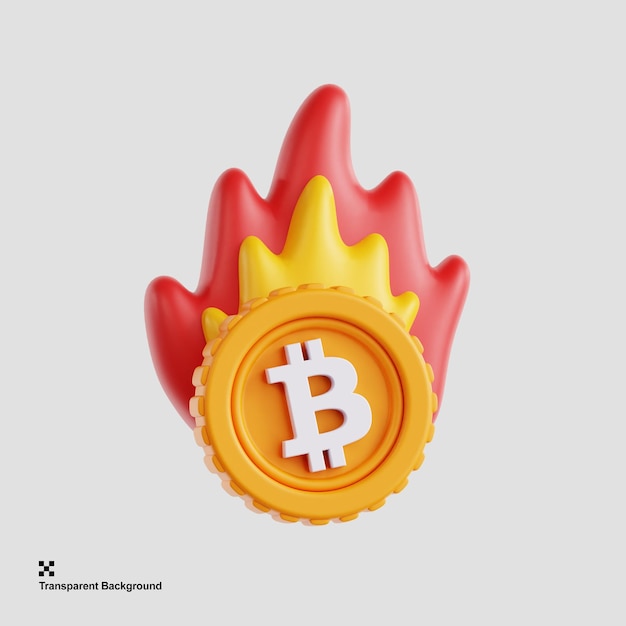 3d illustratie van bitcoinvlam