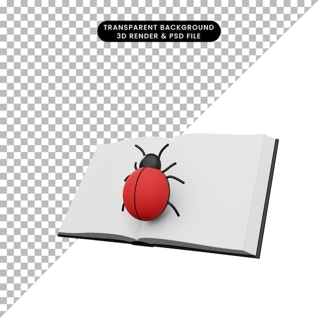 PSD 3d illustratie van boek met bug