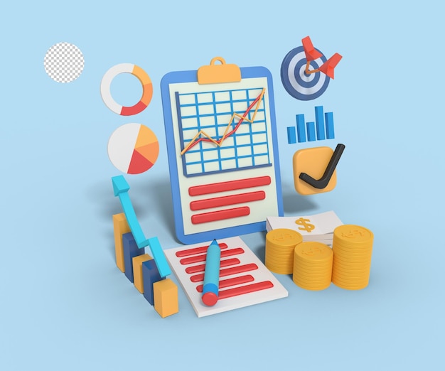 3d illustratie van business target analysis