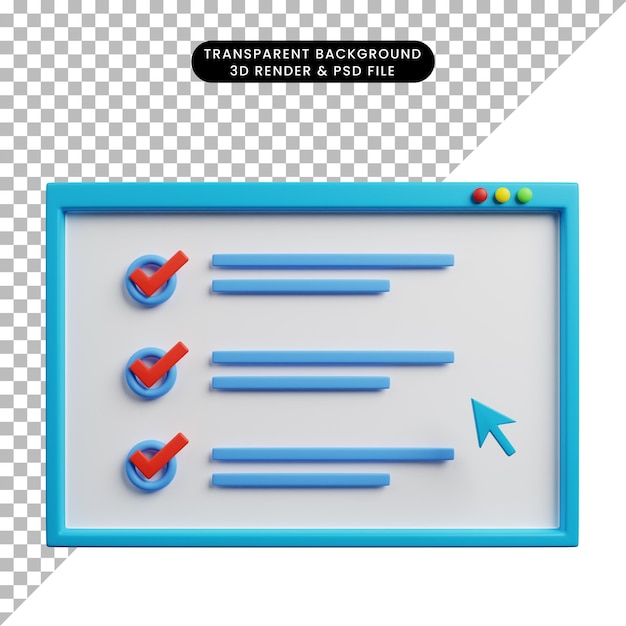 3d illustratie van checklist concept web illustratie