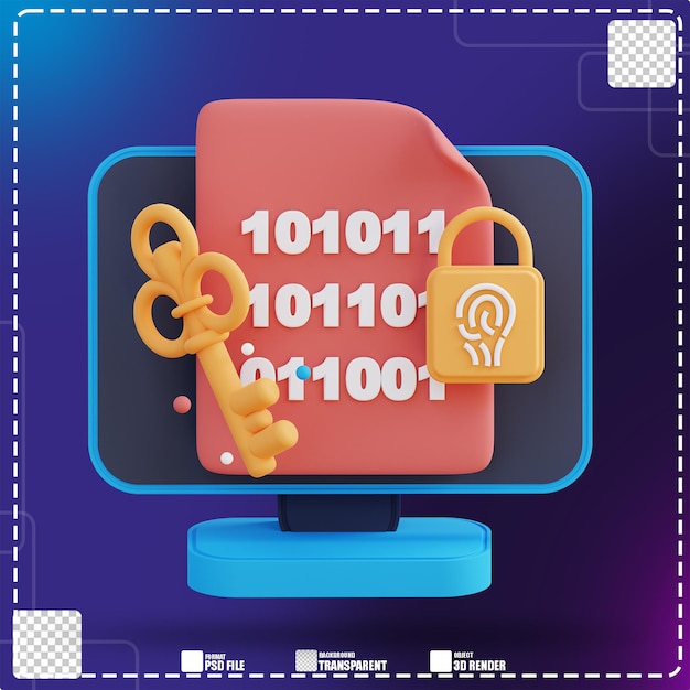 3D illustratie van computerbeveiligingscode 2