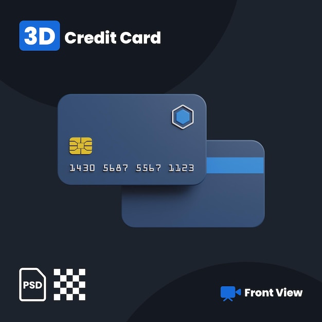 3D illustratie van creditcard met een vooraanzicht