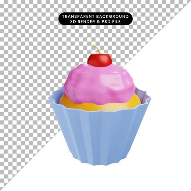 3d illustratie van cupcake