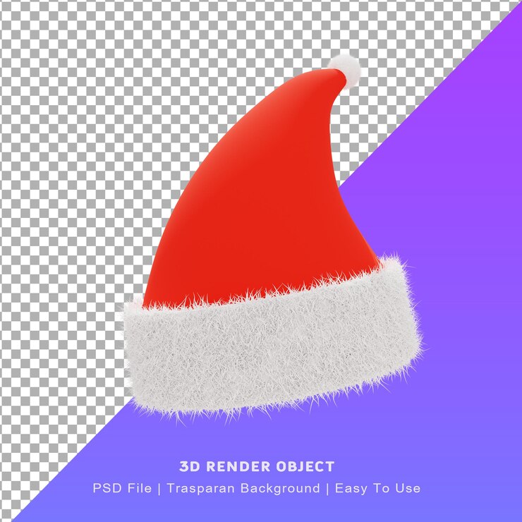PSD 3d illustratie van de kerstmanhoed met kerstthema