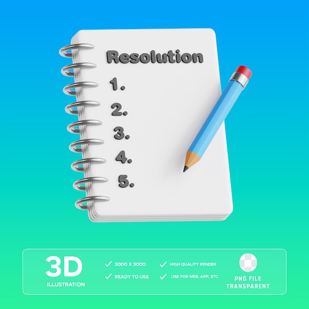 3D-illustratie van de PSD-resolutielijst