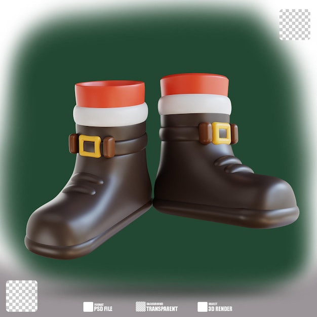 PSD 3d illustratie van de schoenen van de kerstman