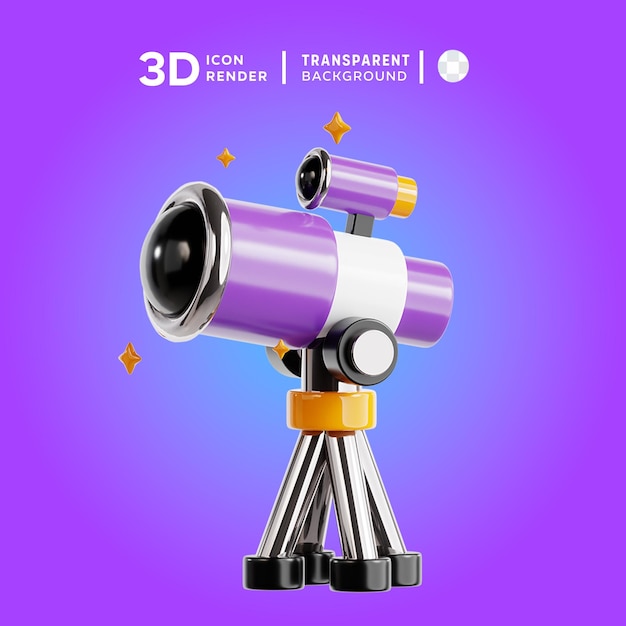 PSD 3d-illustratie van de telescoop