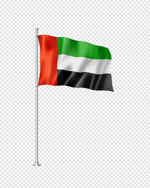 3d-illustratie van de vlag van de verenigde arabische emiraten geïsoleerd op wit