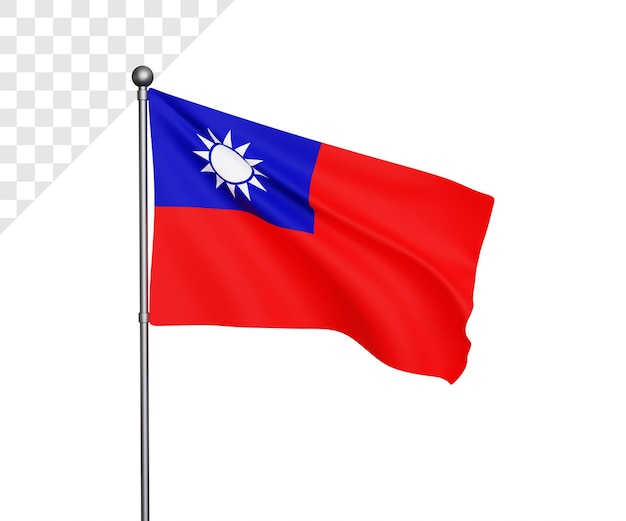 PSD 3d illustratie van de vlag van taiwan