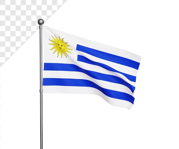 3d illustratie van de vlag van uruguay