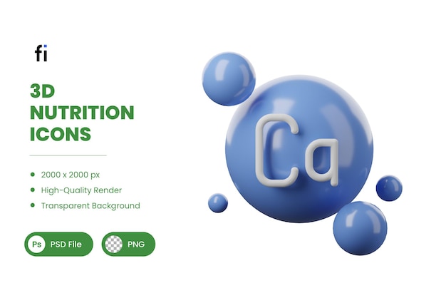 PSD 3d-illustratie van de voeding calcium