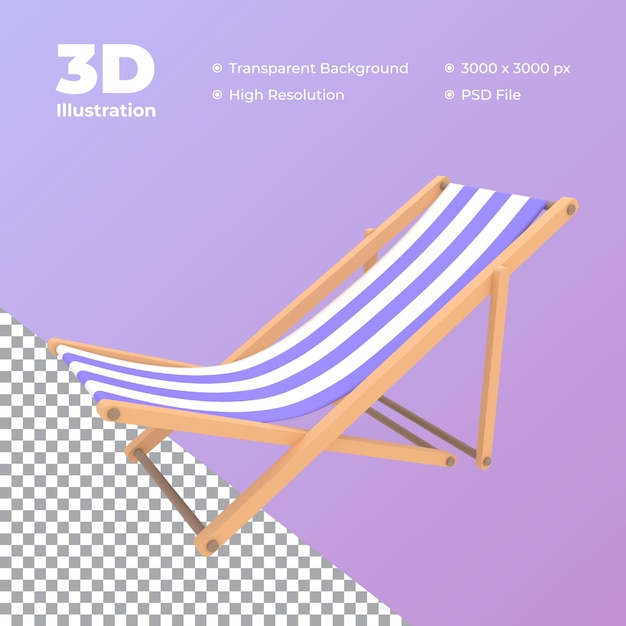 3d illustratie van de zomerstrandstoel