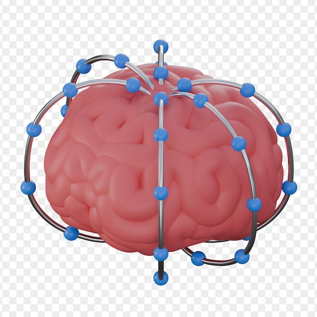 PSD 3d-illustratie van een ai-brein