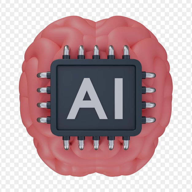 PSD 3d-illustratie van een ai-brein