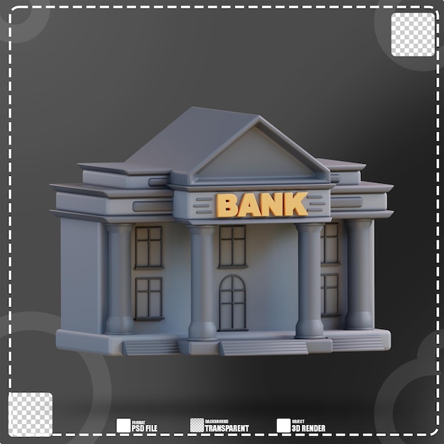 PSD 3d illustratie van een bankgebouw 2