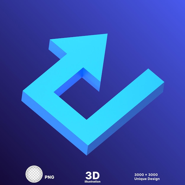 3D-illustratie van een blauw verkeersbord met een digitale pijl van een verkeerslichtbord op een doorzichtige achtergrond