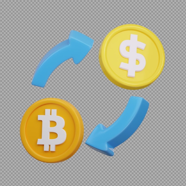 3D-illustratie van een cryptocurrency-munt met een dollarsymbool op een doorzichtige achtergrond