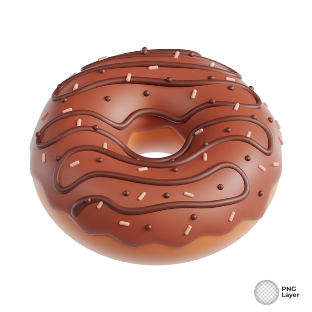 PSD 3d-illustratie van een donut, een zoet gebakken gebak in de vorm van een ring, geglazuurd en bedekt met chocoladesiroop