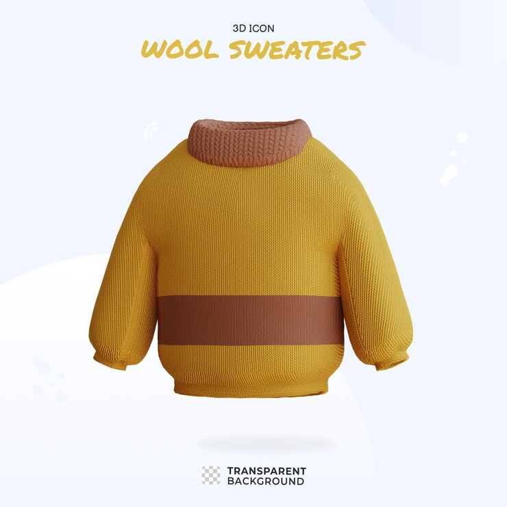 PSD 3d-illustratie van een gezellige gele trui die perfect is voor de herfst of winter