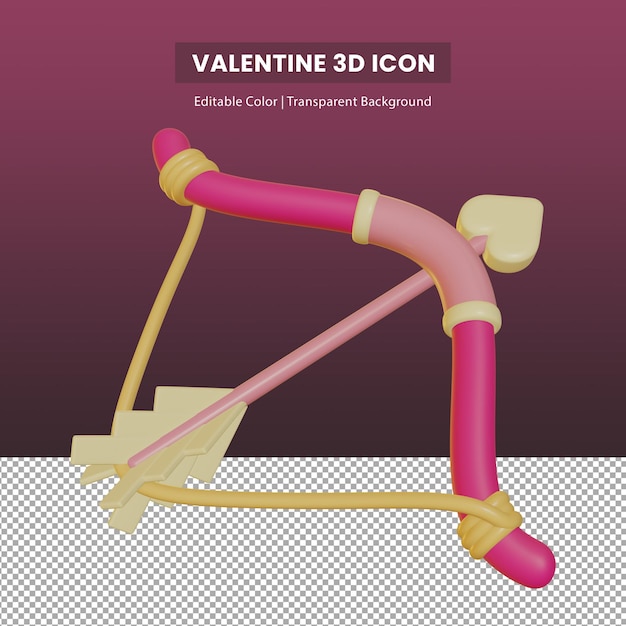 3d-illustratie van een houten cupido boog en pijl voor valentijnsdag