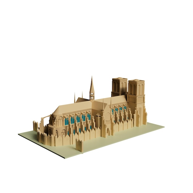 3D-illustratie van een landmerkgebouw