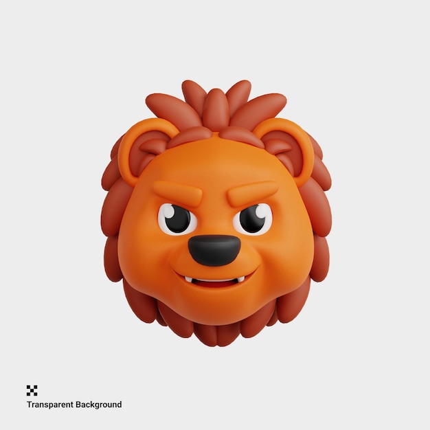 PSD 3d-illustratie van een leeuw-dieren-emoji