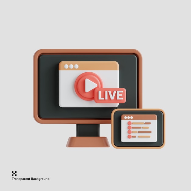 PSD 3d illustratie van een live of streaming podcast