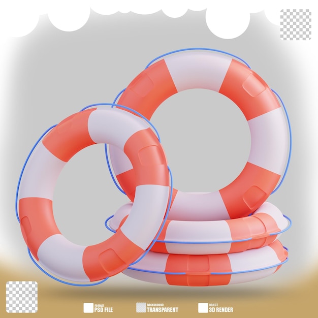 3D-illustratie van een reddingsboei 3