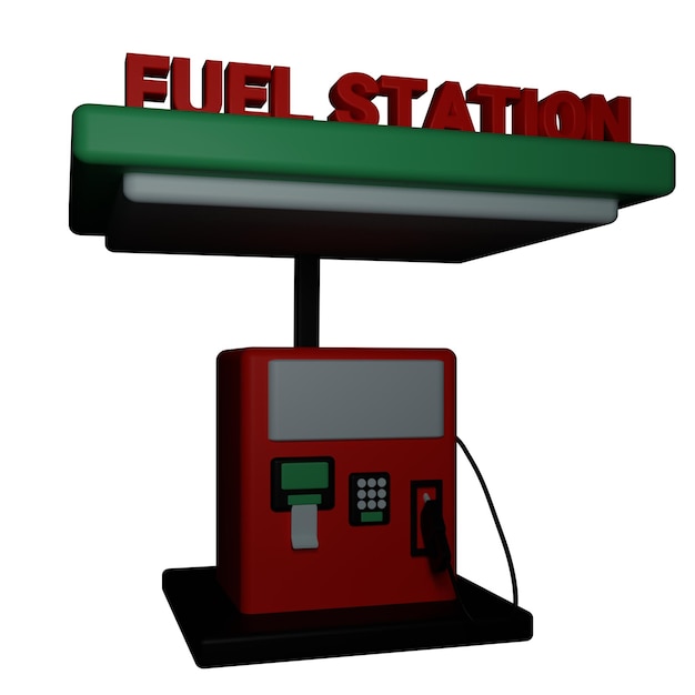 3d-illustratie van een tankstation met transparante achtergrond