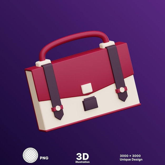 PSD 3d-illustratie van een tas op een doorzichtige achtergrond