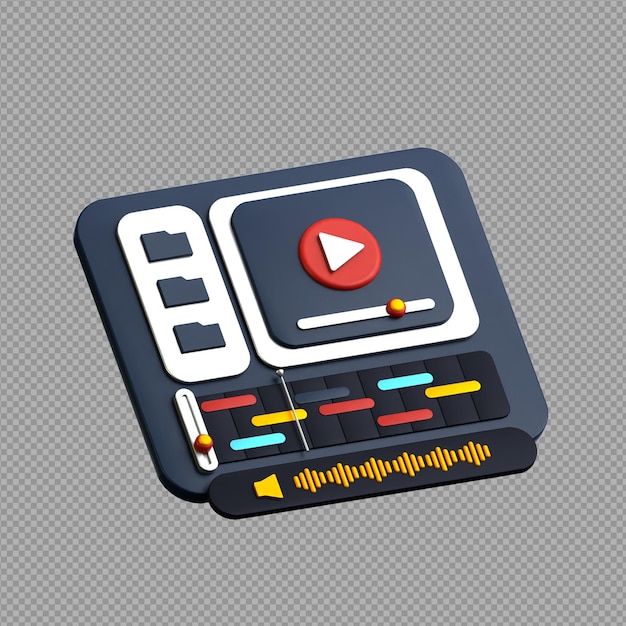 3D-illustratie van een video icoon streaming video's en het tonen van geluid icoon hieronder