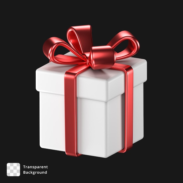 3D-illustratie van een witte cadeau doos met rode boog amp lintjes
