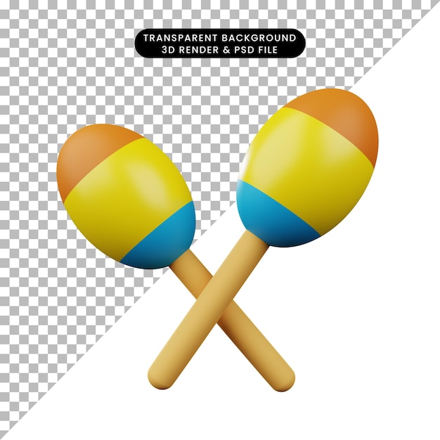 3d illustratie van eenvoudig object muziekinstrument maracas