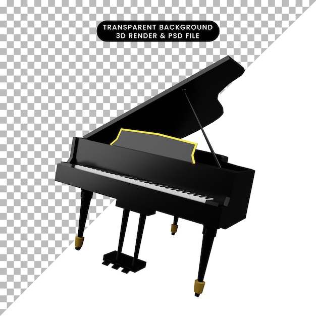 3d illustratie van eenvoudig object muziekinstrument piano