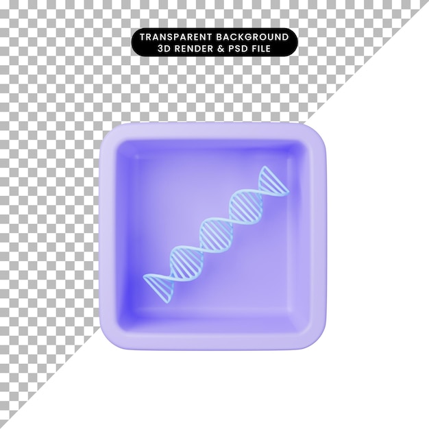 3d illustratie van eenvoudig pictogram-dna op kubus