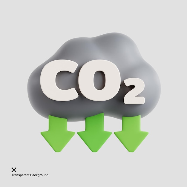 PSD 3d illustratie van emissiereductie
