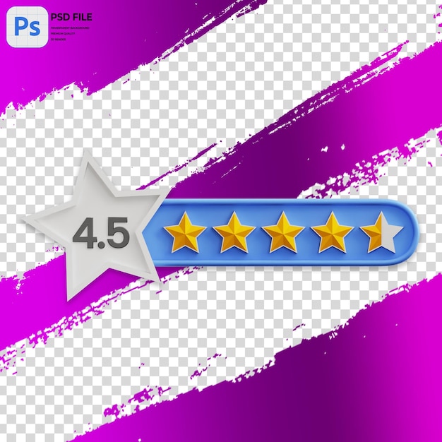 PSD 3d-illustratie van four point five star rating rendering van het icoon isolated png