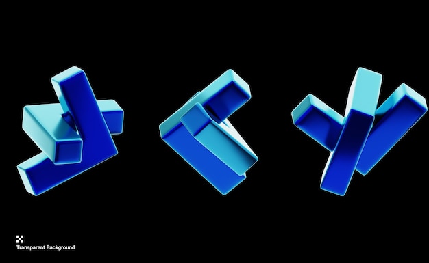 3D illustratie van geometrische vorm Y2K