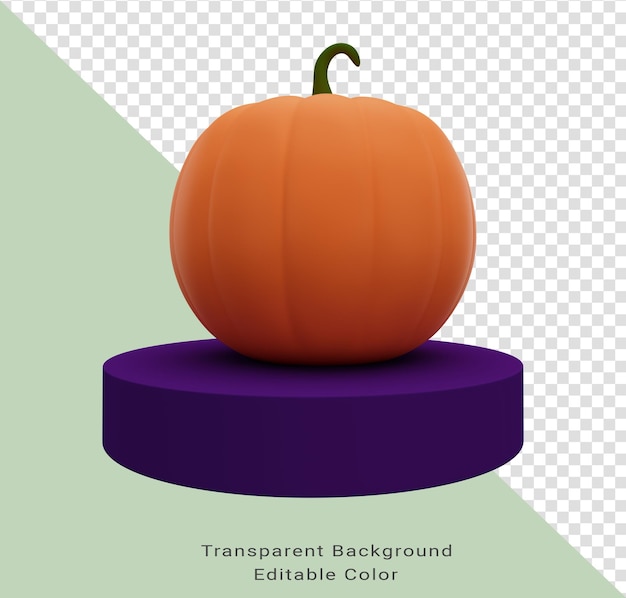 3d illustratie van halloween pompoen top podium achtergrond ontwerpelement