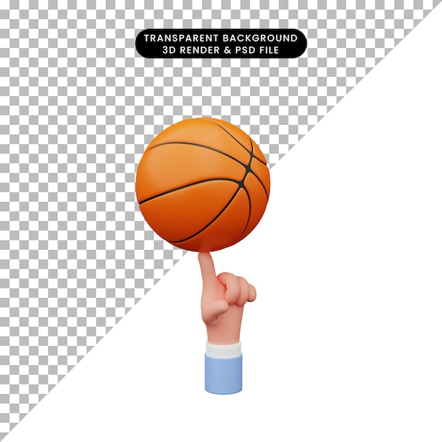 3d illustratie van hand met basketbal